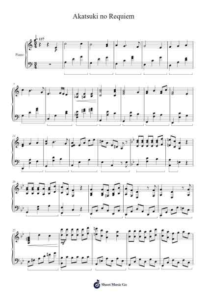 Akatsuki no Requiem Sheet Music by Revo-Arr.Bairdbian Lystan