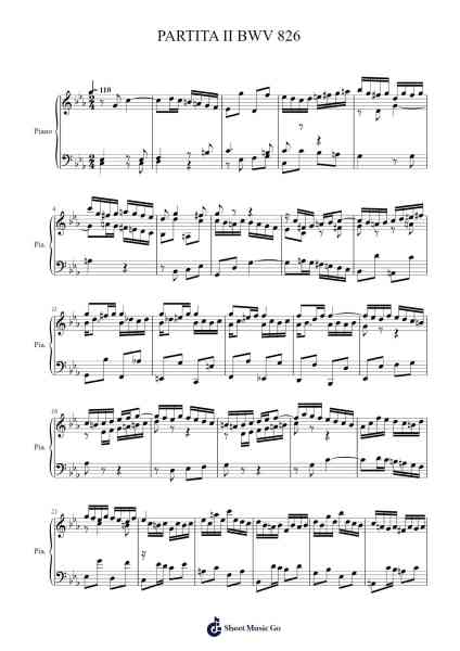 Partita No. 2 in C Minor, BWV 826 Sheet Music by Johann Sebastian Bach-Arr.Kyleret Earlkyle