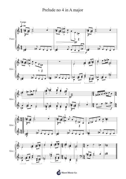 Prelude No. 4 in A Major Sheet Music by Attdia Chadsham-Arr.Jonesrhys