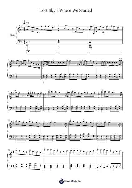 Lost Sky - Where We Started Sheet Music by NoCopyrightSounds-Arr.Pearroe