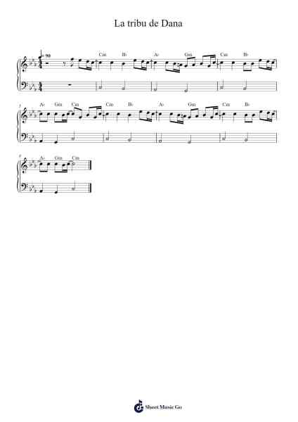 La tribu de Dana Sheet Music by Manau-Arr.Prupert Cookegram