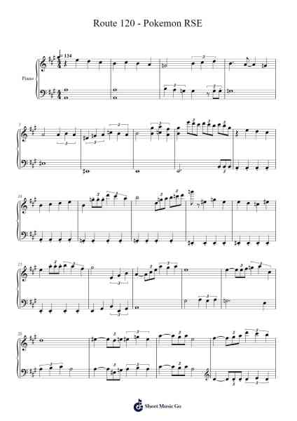 Route 120 - Pokemon RSE Sheet Music by Junichi Masuda-Arr.Totience Queesom