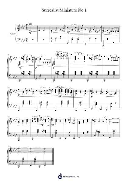 Surrealist Miniature No 1 Sheet Music by Steeleearl-Arr.Joannes Nohan