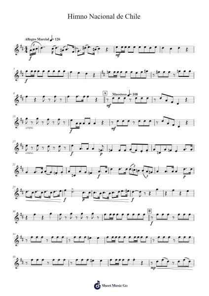 Himno Nacional de Chile Sheet Music by Ramón Carnicer-Arr.Theopys