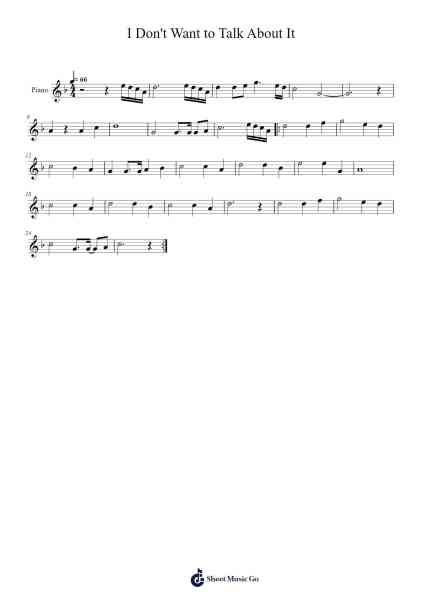 I Don't Want to Talk About It Sheet Music by Kirkbott-Arr.Manwright Diloyd