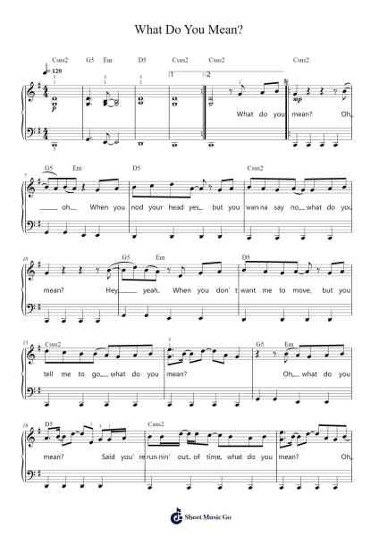 What Do You Mean? Sheet Music by Justin Bieber-Arr.Sailshead Verborn