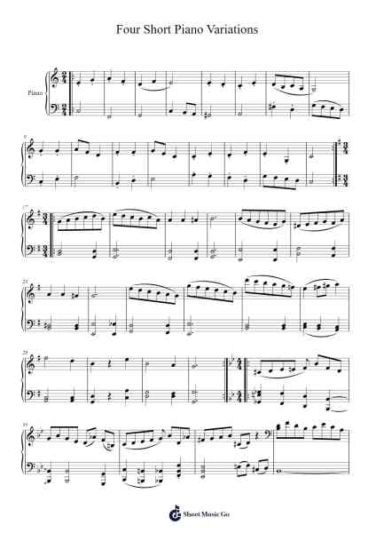 Four Short Piano Variations Sheet Music by Joachim "Joe Ludwig" Fleischhacker-Arr.Crodre Kipqe