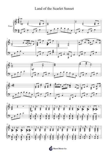 Land of the Scarlet Sunset Sheet Music by Unknown author-Arr.Sylgou