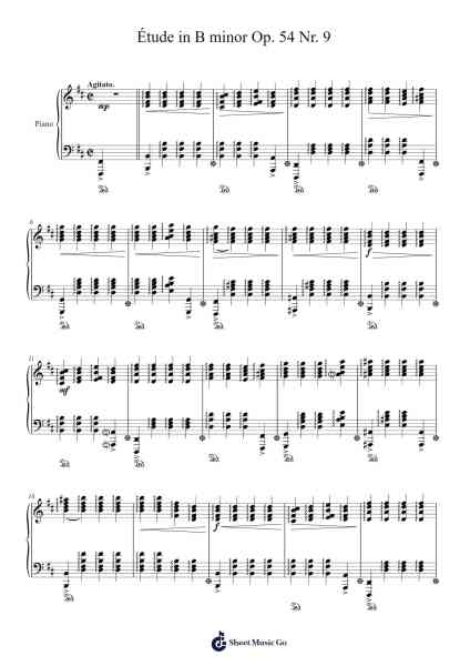 Étude in B Minor, Op. 54, No. 9 Sheet Music by Genewat Duttret-Arr.Caerwood Belch