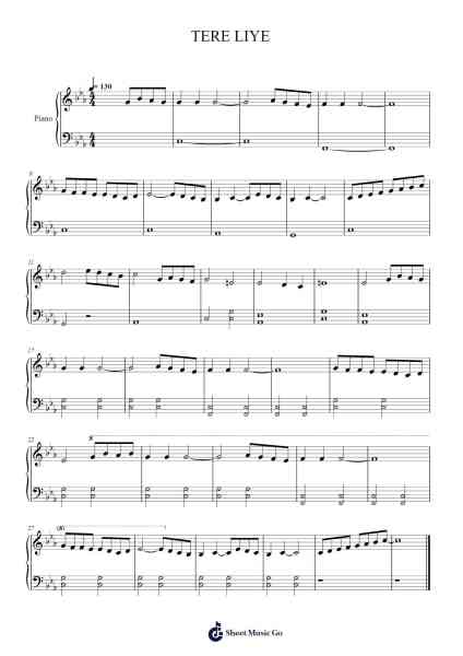 TERE LIYE Sheet Music by Salim-Sulaiman-Arr.Jonesrhys
