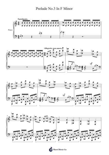 Prelude No.3 In F Minor Sheet Music by Yorkkim-Arr.Joejosh Demptout