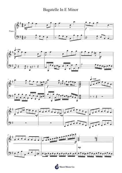 Bagatelle in E Minor Sheet Music by Radin A.-Arr.Dekes