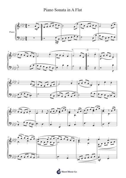 Piano Sonata in A Flat Sheet Music by Michael L. Carroll-Arr.Trund Milsoll