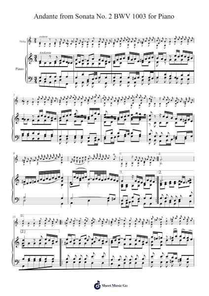 Sonata No. 2 in A Minor, BWV 1003: III. Andante Sheet Music by Johann Sebastian Bach-Arr.Thornle