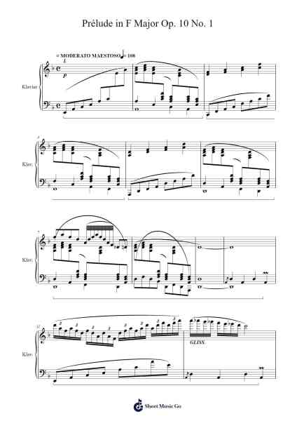 Prélude in F Major Op. 10 No. 1 โน้ตเพลงโดย Paul Walker-Arr.Cisraine