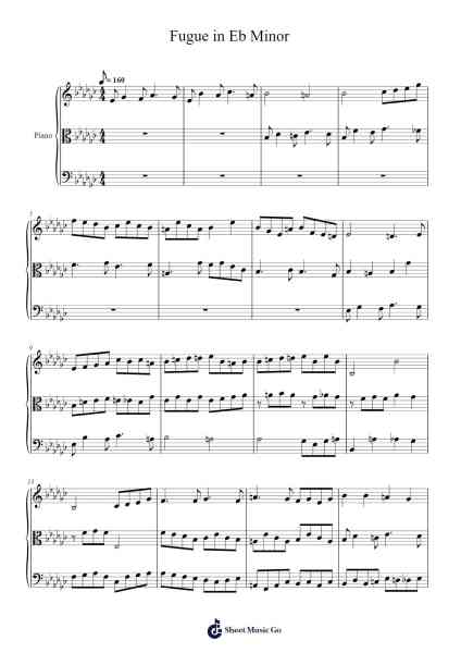 Fugue in Eb Minor Sheet Music by Pomegranade God-Arr.Rebar Mulin