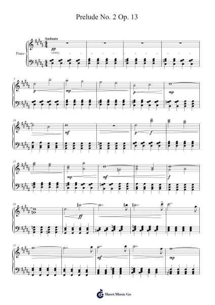 Prelude No. 2 Op. 13 Sheet Music by ...etc...-Arr.Calgram Louikim