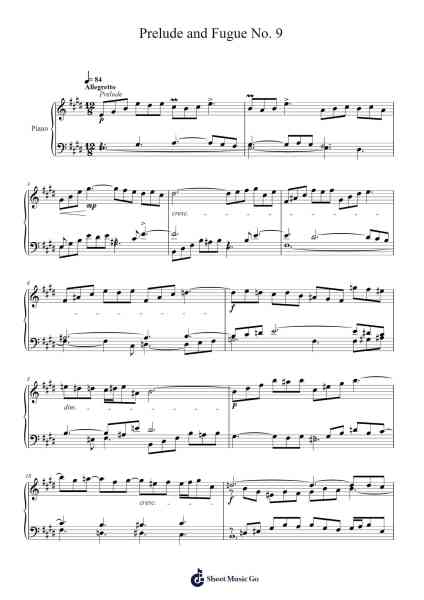 Prelude and Fugue No. 9 in E-flat Minor, BWV 854 - Well-Tempered Clavier, Book 1 樂譜由 Johann Sebastian Bach - 編曲 Charwen