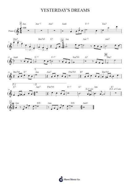 YESTERDAY'S DREAMS Sheet Music by Don Sebesky-Arr.Faitheva Carite