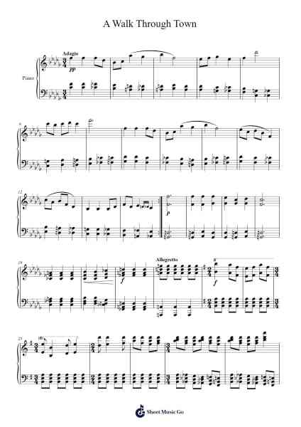 A Walk Through Town Sheet Music by Alexander Vaux-Arr.Saske