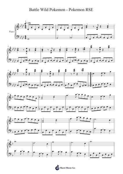 Battle Wild Pokemon - Pokemon RSE Sheet Music by Junichi Masuda-Arr.Gibkes