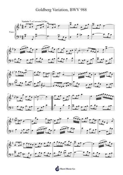 Goldberg Variations, BWV 988: Variatio 7 a 1 o vero 2 Clav. Sheet Music by Johann Sebastian Bach-Arr.Trebes