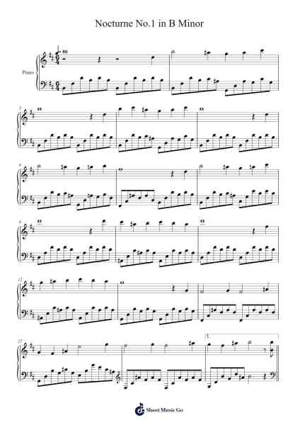 Nocturne No. 1 in B Minor Sheet Music by Frédéric Chopin-Arr.Larfox Efquinn