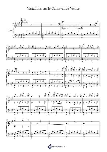 Variations sur le Carnaval de Venise, S.700a Sheet Music by Franz Liszt-Arr.Waygrid