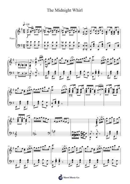 The Midnight Whirl (1909) Sheet Music by Malvin M. Franklin/Anatol Friedland-Arr.Arabias