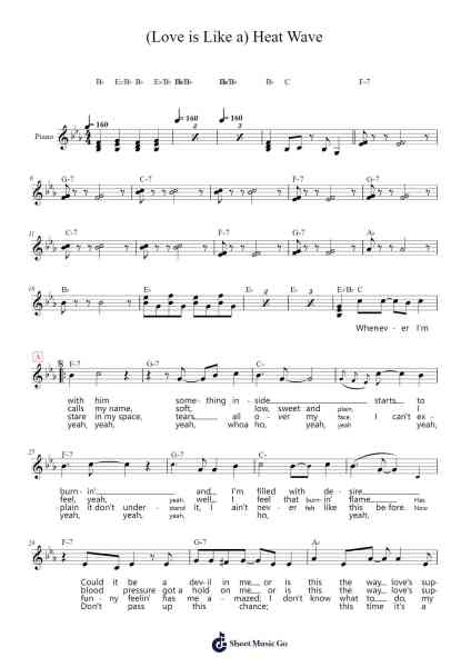 (Love is Like a) Heat Wave Sheet Music by Martha and The Vandellas-Arr.Shertram