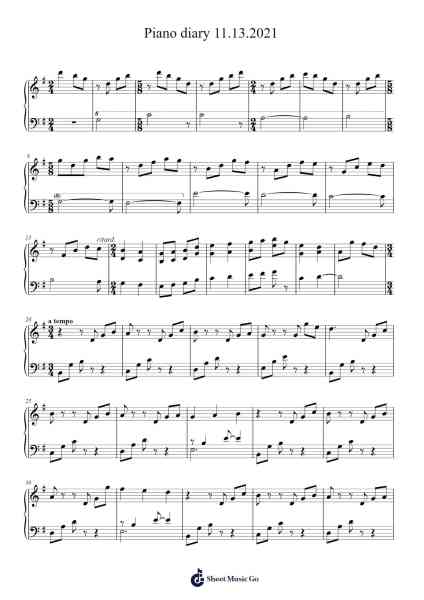 Piano diary 11.13.2021 Sheet Music by zmi-Arr.Kepnia Lilbohm