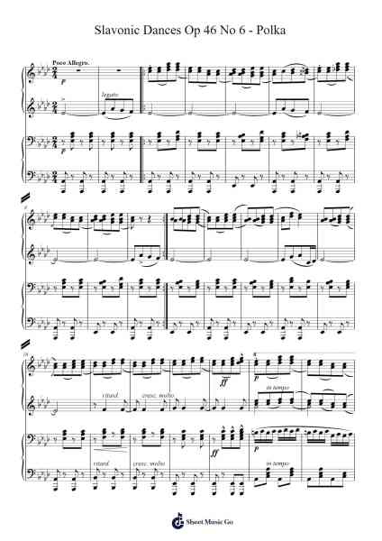 Slavonic Dances, Op. 46, No. 6 in D Major: Polka (1878) Sheet Music by Antonín Dvořák-Arr.Chloekeats