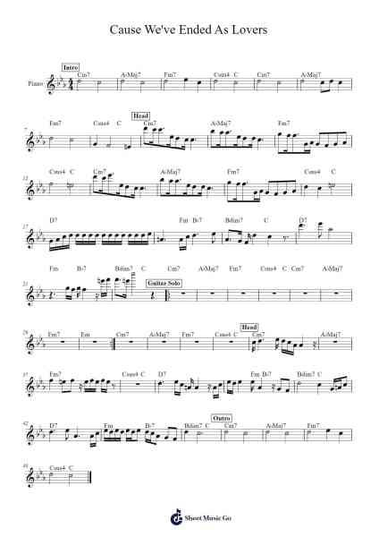 Cause We've Ended As Lovers Sheet Music by Jeff Beck-Arr.Oisenrob Clyger