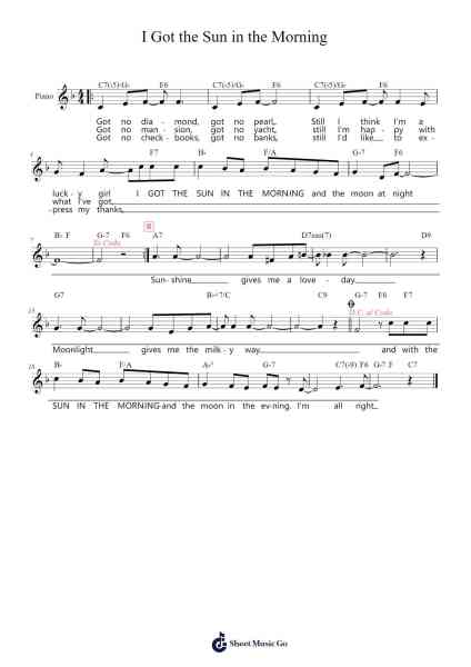 I Got the Sun in the Morning Sheet Music by Irving Berlin/Ethel Merman-Arr.Griries