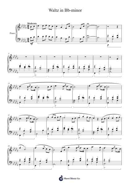 Waltz in Bb-minor Sheet Music by Greche-Arr.Borgtle