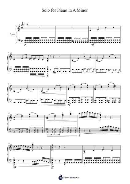 Solo for Piano in A Minor Sheet Music by Trinity Schabel-Arr.Temky Pisoll