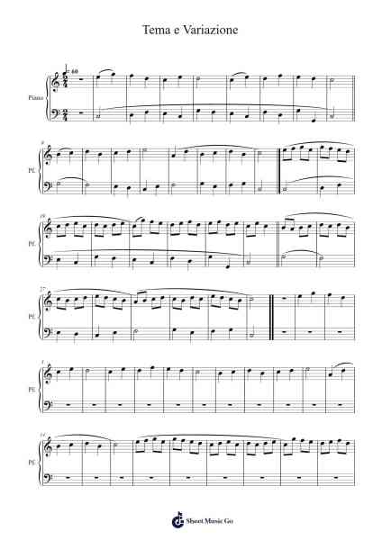 Tema e Variazione Sheet Music by Muzio Clementi-Arr.Muthia Upsay