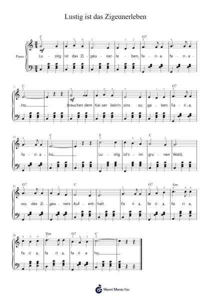 Lustig ist das Zigeunerleben Musica per pianoforte di Traditional - Arr.Jannuel Graceche
