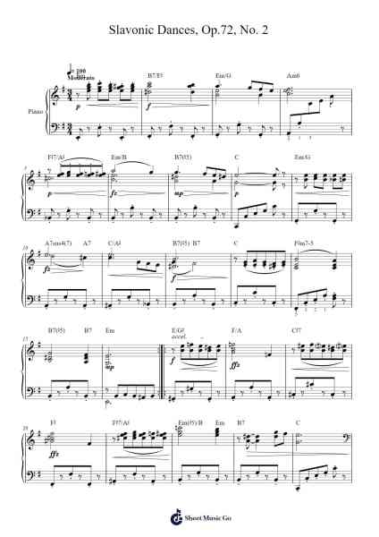 Slavonic Dances, Op. 72, No. 2 in E minor Sheet Music by Antonín Dvořák-Arr.Debhum Browntor