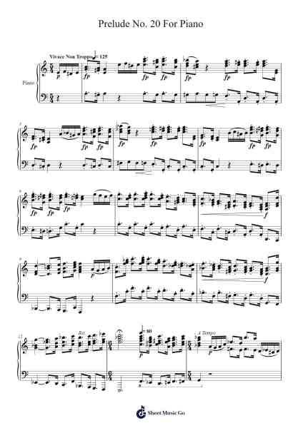 Prelude No. 20 for Piano Sheet Music by Eleazar Torres Gallegos-Arr.Joneshouse