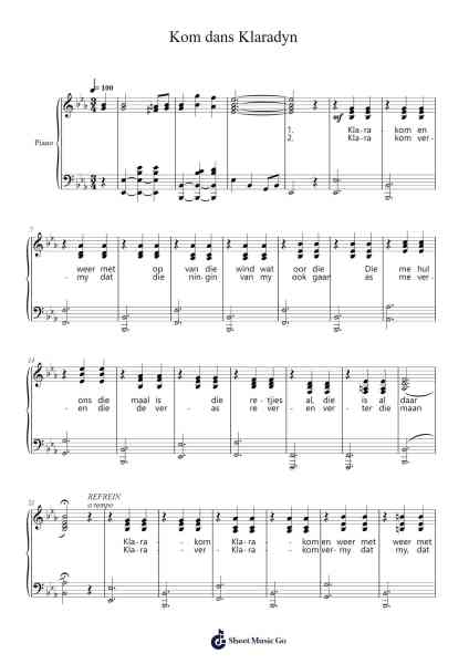 Kom dans Klaradyn Sheet Music by S. le R. Marais-Arr.Fordlome