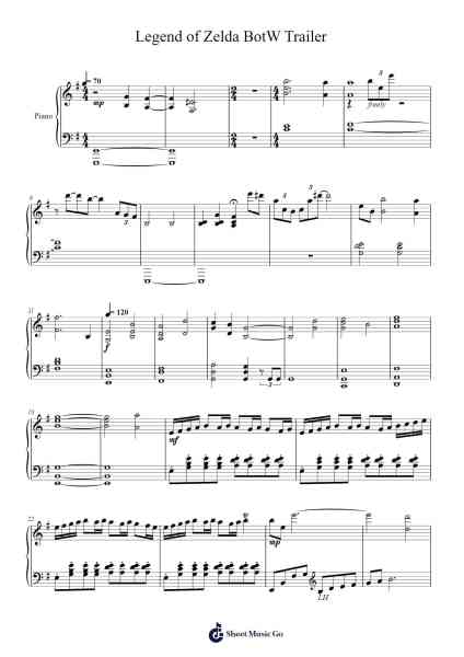 Legend of Zelda BotW Trailer 2017 Sheet Music by Nintendo Entertainment-Arr.Guntrine