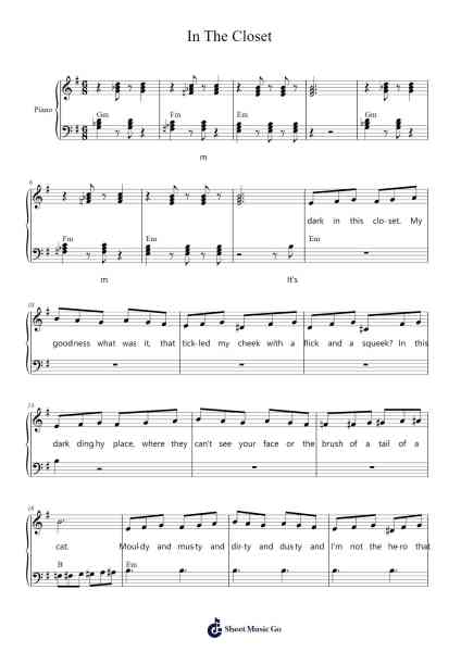 In The Closet Ноты для фортепиано от undefined-Arr.Lanhy