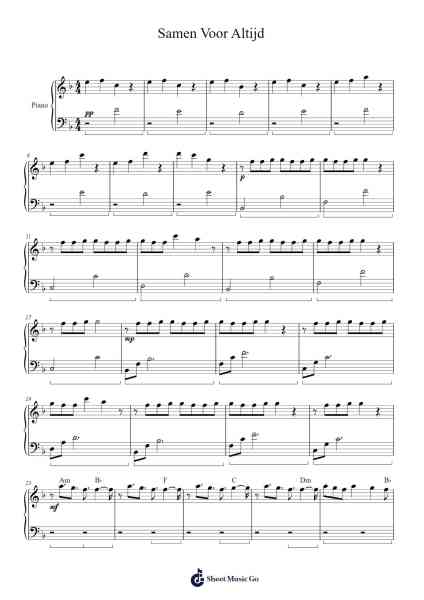 Samen Voor Altijd Sheet Music by Marco Borsato/Jada Borsato-Arr.Mewood Teries