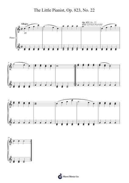 The Little Pianist, Op. 823, No. 22 Sheet Music by Carl Czerny-Arr.Souyet Jamesnolds