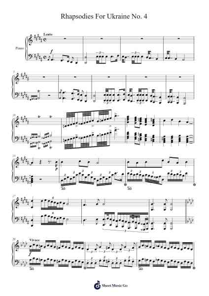 Rhapsodies For Ukraine No. 4 Sheet Music by Loudan Stephen Alexenov Stradinoff-Welkinstein-Arr.Wavieve Katdy