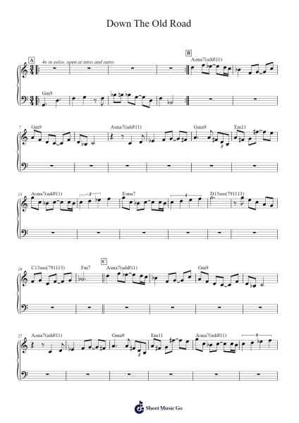 Down The Old Road Sheet Music by Tim Collins-Arr.Bauzel Zebian
