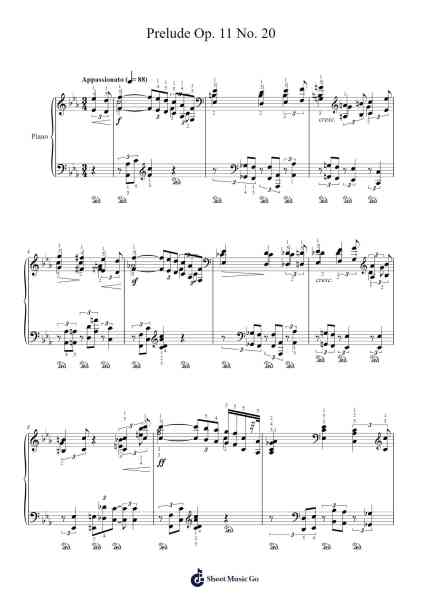 Prelude Op. 11 No. 20, arranged for the left hand alone Sheet Music by Alexander Scriabin-Arr.Yedlis Nycol
