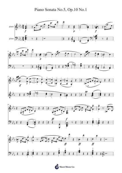 Piano Sonata No. 5 in C Minor, Op. 10, No. 1 Sheet Music by Ludwig van Beethoven-Arr.Vebted Saulquinn