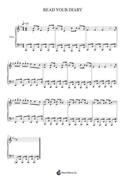 READ YOUR DIARY Sheet Music by Måneskin-Arr.Dougnick Steinmeo